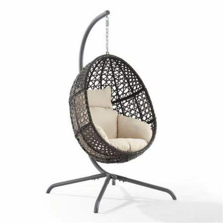 TERRAZA 76.75 x 57.13 x 57.13 in. Indoor & Outdoor Wicker Hanging Egg Chair, Sand TE3049109